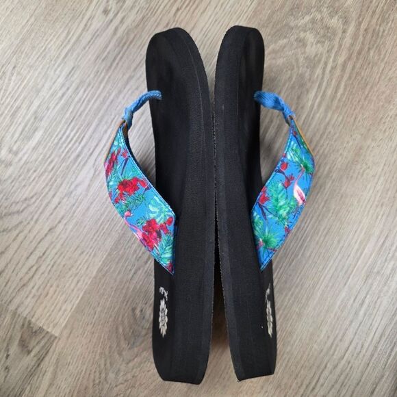 Yellow Box Flamengo Tropical Patern Flip Flop Sandals Size 10 - Picture 6 of 9